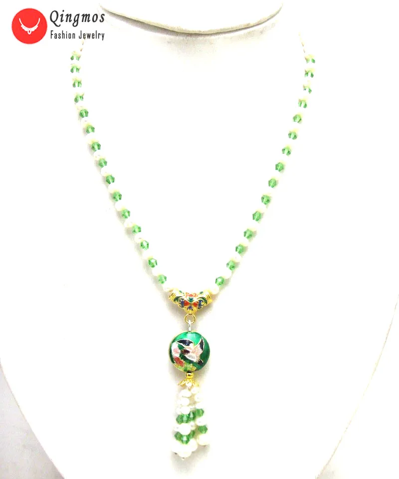 Qingmos Natural 5-6mm Round White Pearl Necklace for Women with Crystal & Dark Green Cloisonne Pendant Necklace Chokers Jewelry
Qingmos Natural 5-6mm Round White Pearl Necklace for Women with Crystal & Dark Green Cloisonne Pendant Necklace Chokers Jewelry