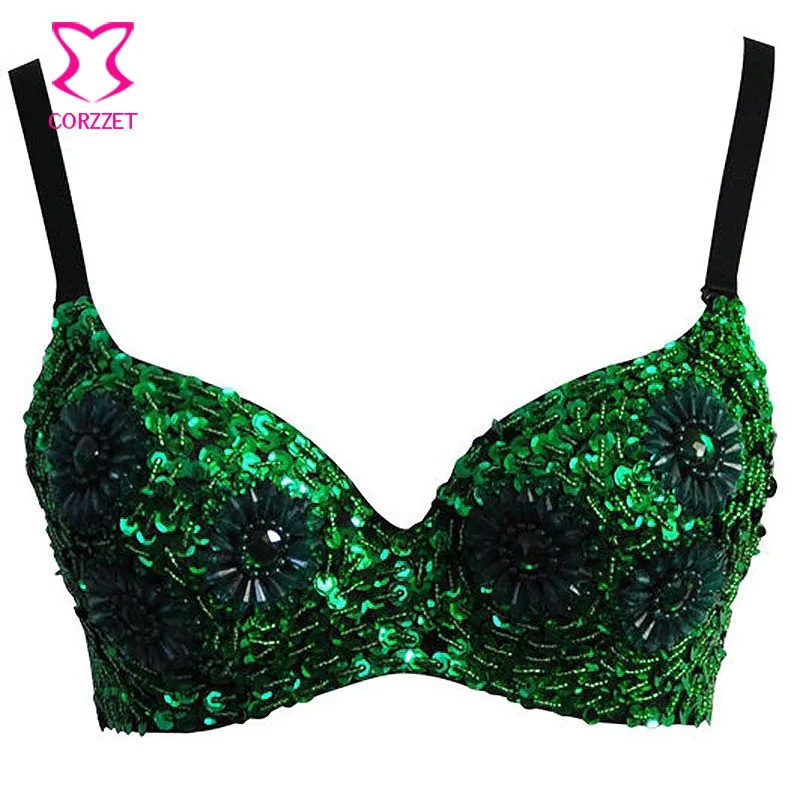 Punk Party Club Wear Women Green All-over Chrysanthemum Floral Beaded Sequins Sexy Bra Bralet Bralette Underwear For Performance
Punk Party Club Wear Women Green All-over Chrysanthemum Floral Beaded Sequins Sexy Bra Bralet Bralette Underwear For Performance