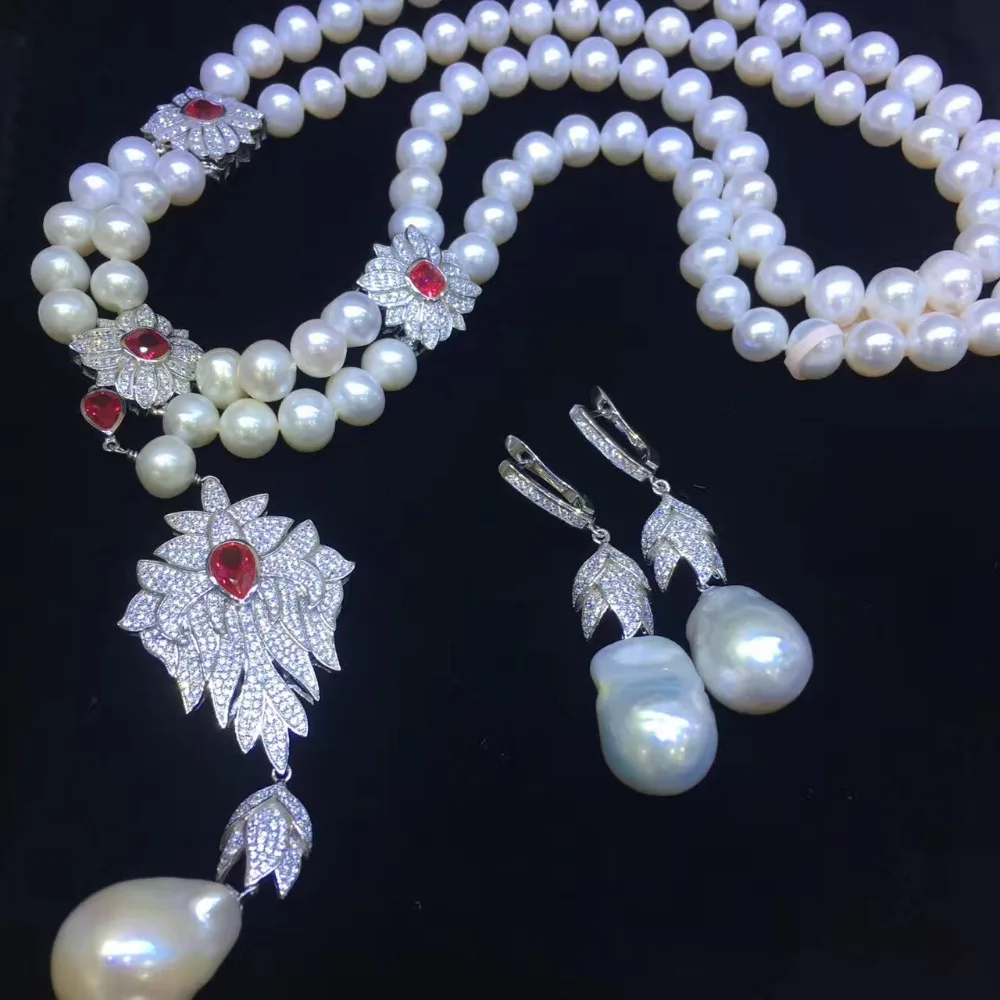 jewelry set natural pearl necklace and drop earring gemstone jewelry 925 sterling silver party necklace double layers fine jewel
jewelry set natural pearl necklace and drop earring gemstone jewelry 925 sterling silver party necklace double layers fine jewel