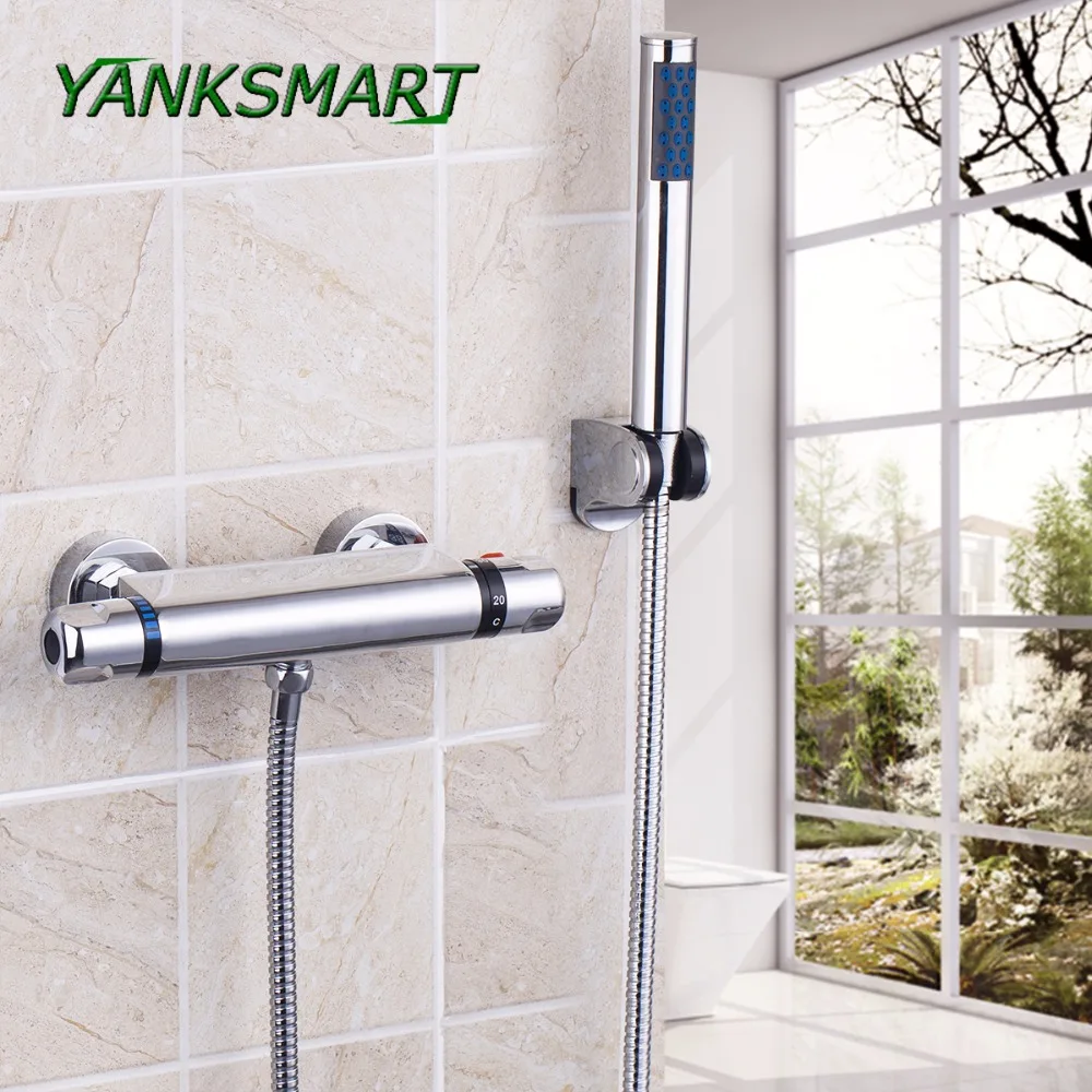 YANKSMART Bathroom Thermostatic Shower Sprayer Bathtub Shower Water Tap Set Faucet Mixer Tap w/ Round Head
YANKSMART Bathroom Thermostatic Shower Sprayer Bathtub Shower Water Tap Set Faucet Mixer Tap w/ Round Head