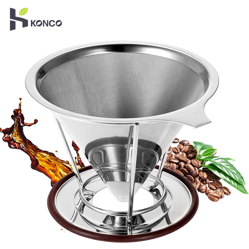 Konco Stainless Steel Pour Over Coffee Dripper With Stand,Cone Filter Drip Coffee Maker,Reusable Coffee Filter Brewer
Konco Stainless Steel Pour Over Coffee Dripper With Stand,Cone Filter Drip Coffee Maker,Reusable Coffee Filter Brewer