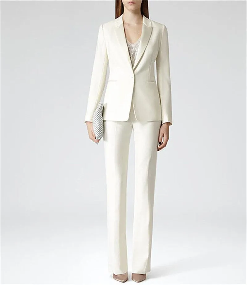 Jacket+Pants Women's Business Suits Office Uniform Designs White Women Elegant Formal Ladies Trouser Suit 2 Piece Sets Custom
Jacket+Pants Women's Business Suits Office Uniform Designs White Women Elegant Formal Ladies Trouser Suit 2 Piece Sets Custom