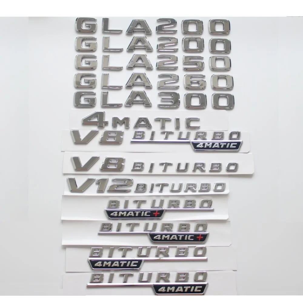 Flat Shiny Silver Chrome Trunk Fender Letters Badges Emblems Sticker for Mercedes Benz GLA200 GLA250 GLS300 V8 BITURBO 4MATIC
Flat Shiny Silver Chrome Trunk Fender Letters Badges Emblems Sticker for Mercedes Benz GLA200 GLA250 GLS300 V8 BITURBO 4MATIC