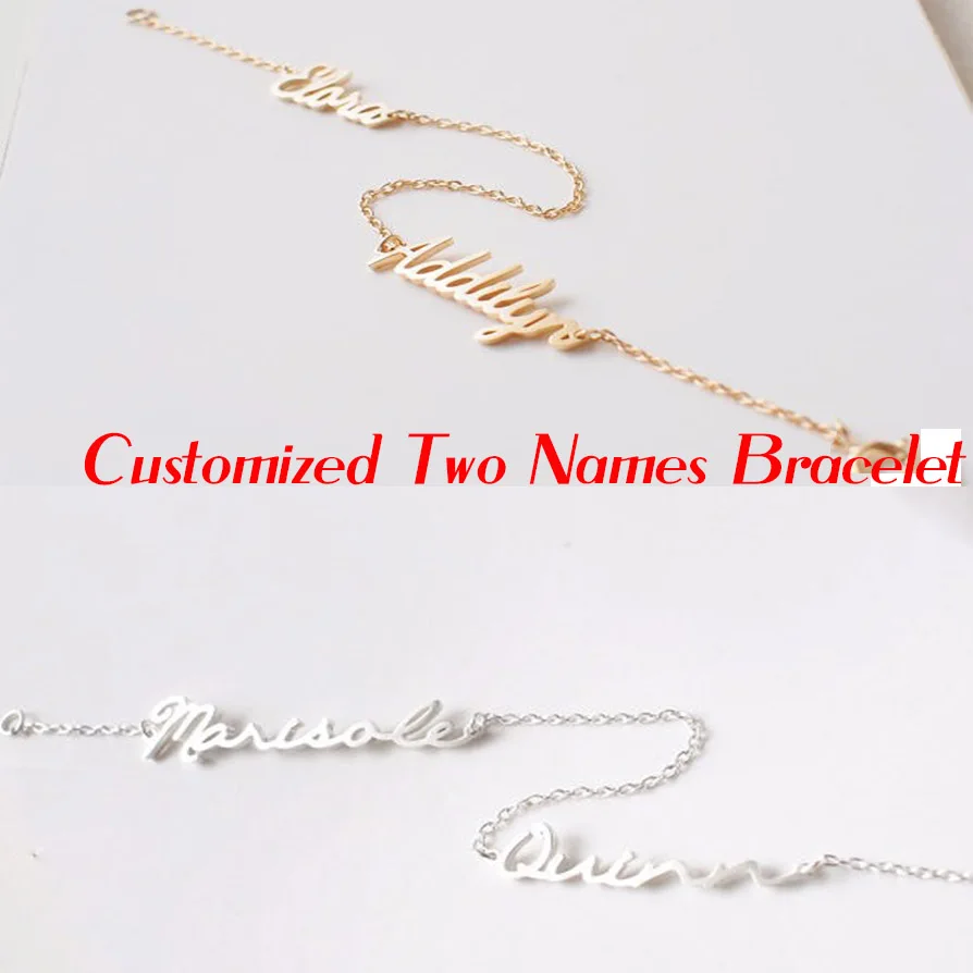 Personalized Double Name Chains Bracelets Women Bangle Charming Bracelets Pendant Christmas and Birthday gift
Personalized Double Name Chains Bracelets Women Bangle Charming Bracelets Pendant Christmas and Birthday gift