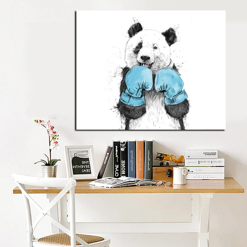 2018 Cute Cartoon Animal Minimalist Panda Boxer Oil Painting on Canvas for Kids Rooms for Living Room Poster Cuadros Decoration
2018 Cute Cartoon Animal Minimalist Panda Boxer Oil Painting on Canvas for Kids Rooms for Living Room Poster Cuadros Decoration
