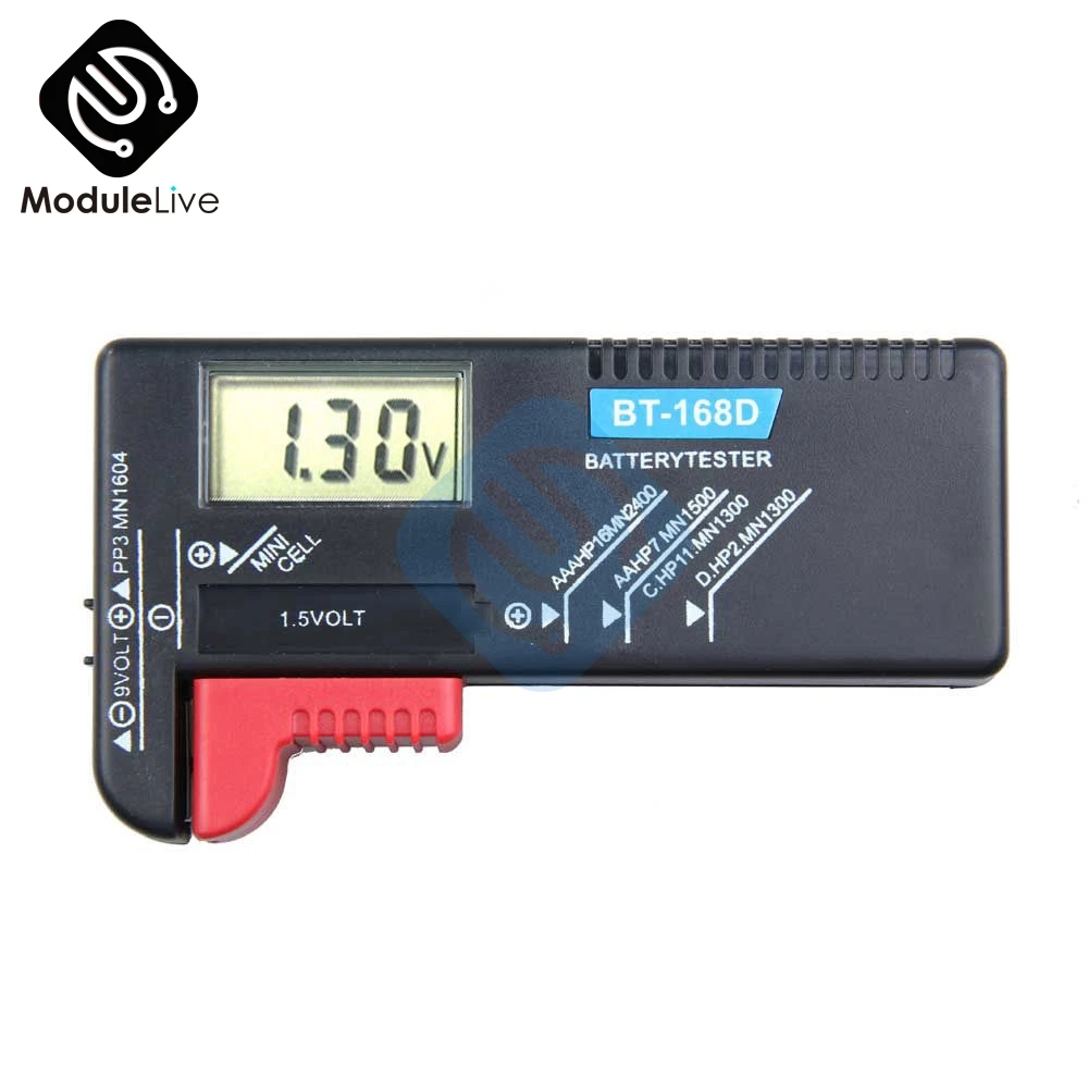 BT-168D BT168D LED Universal Digital LCD Battery Checker Volt Tester Cell AA AAA C D 9V 1.5V Button Little Arm Move
BT-168D BT168D LED Universal Digital LCD Battery Checker Volt Tester Cell AA AAA C D 9V 1.5V Button Little Arm Move