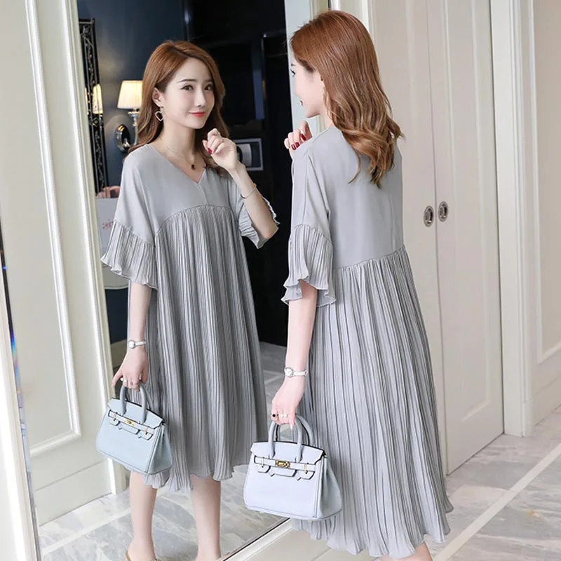 V Neck Pleated Chiffon Maternity Dress 2019 Summer Korean Dresses Loose Clothes for Pregnant Women Pregnancy Clothing gravida
V Neck Pleated Chiffon Maternity Dress 2019 Summer Korean Dresses Loose Clothes for Pregnant Women Pregnancy Clothing gravida