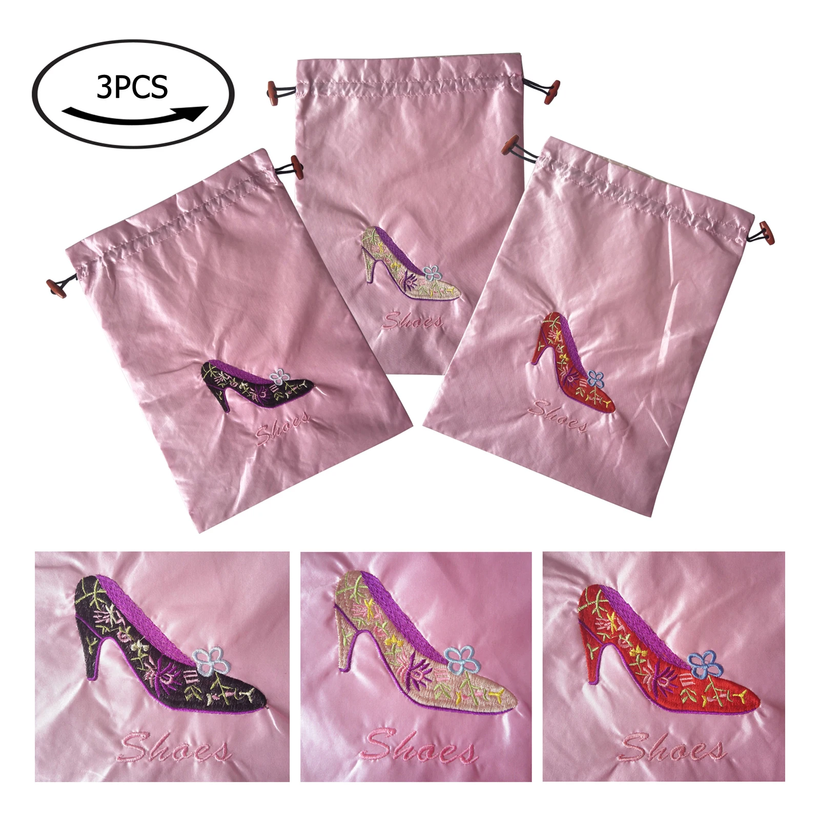 One Pack (3 Pieces) 10.5" x 14" (L x W) Embroidered Silk Jacquard Travel Lingerie and Shoes Bags with Drawstring Closure SHB-3PI
One Pack (3 Pieces) 10.5" x 14" (L x W) Embroidered Silk Jacquard Travel Lingerie and Shoes Bags with Drawstring Closure SHB-3PI