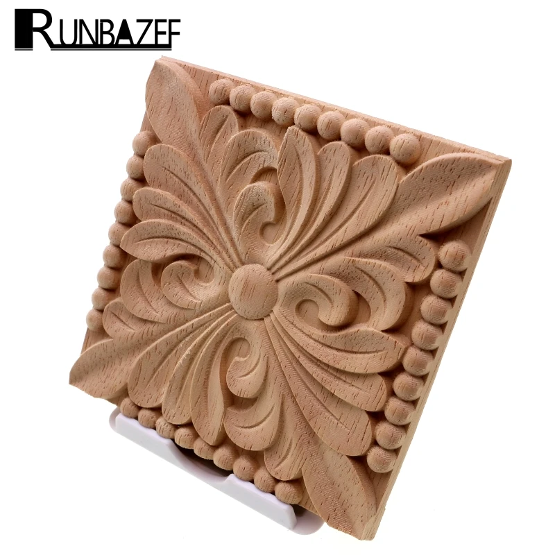 RUNBAZEF Natural Wood Appliques Square Flower Carving Decals Decorative Wooden Mouldings for Cabinet Door Furniture Decor Craft
RUNBAZEF Natural Wood Appliques Square Flower Carving Decals Decorative Wooden Mouldings for Cabinet Door Furniture Decor Craft