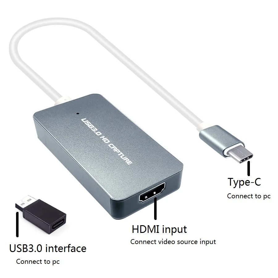UVC HDMI to USB3.0 type-c video capture card, convert HDMI set-top-box dvd Monitor to USB3.0 computer Andriod phone, 1080P60FPS
UVC HDMI to USB3.0 type-c video capture card, convert HDMI set-top-box dvd Monitor to USB3.0 computer Andriod phone, 1080P60FPS