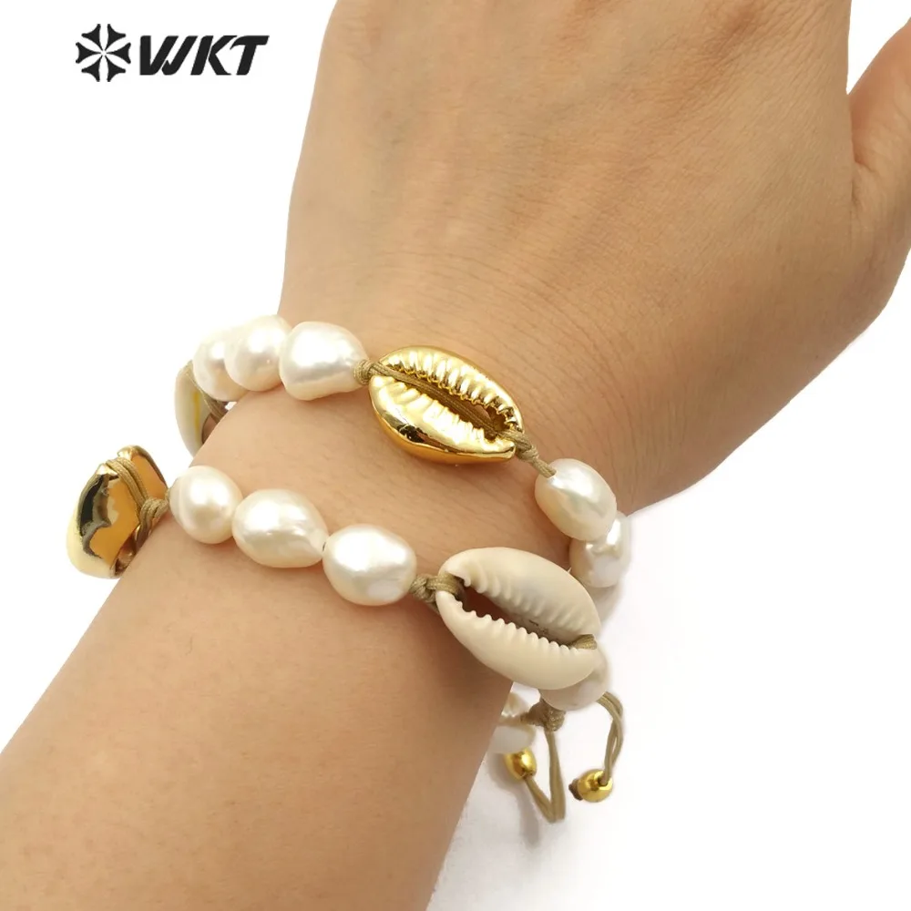 WT-B455 Natural freshwater Pearl Bracelet And Shell With Gold Dipped One Handmade Beads Unisex Bangle Jewelry
WT-B455 Natural freshwater Pearl Bracelet And Shell With Gold Dipped One Handmade Beads Unisex Bangle Jewelry