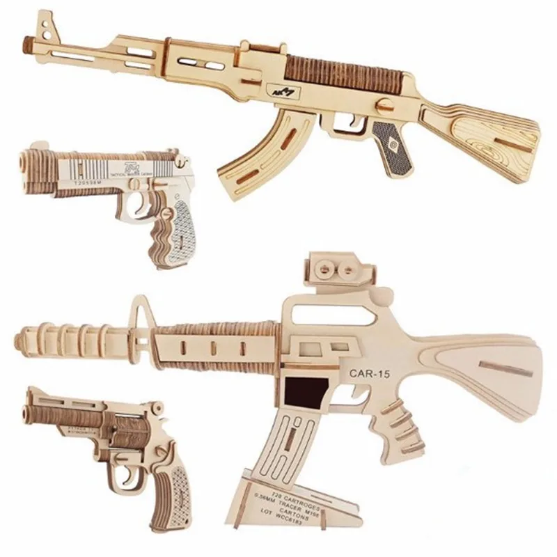 Laser cutting Wooden jigsaw puzzle DIY hand assembled 3D model Pistols submachine guns rifles for children boys love toy gift
Laser cutting Wooden jigsaw puzzle DIY hand assembled 3D model Pistols submachine guns rifles for children boys love toy gift