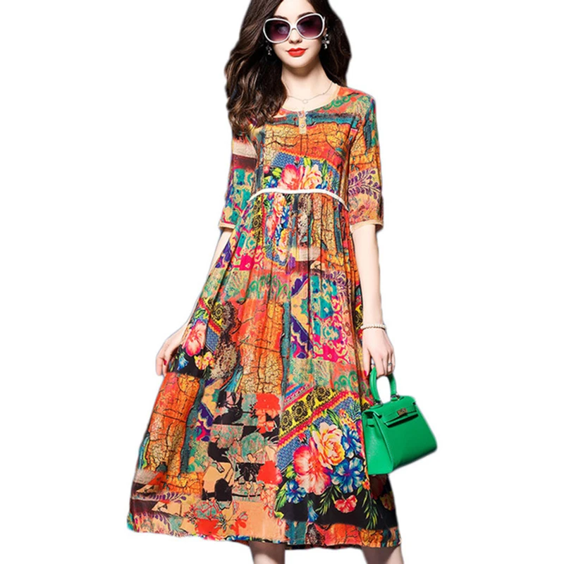 Bohemian Dress 2018 Summer Cotton O-neck Print Long Elegant Dresses Ladies Loose Casual Floral Ethnic Dresses RE0324
Bohemian Dress 2018 Summer Cotton O-neck Print Long Elegant Dresses Ladies Loose Casual Floral Ethnic Dresses RE0324