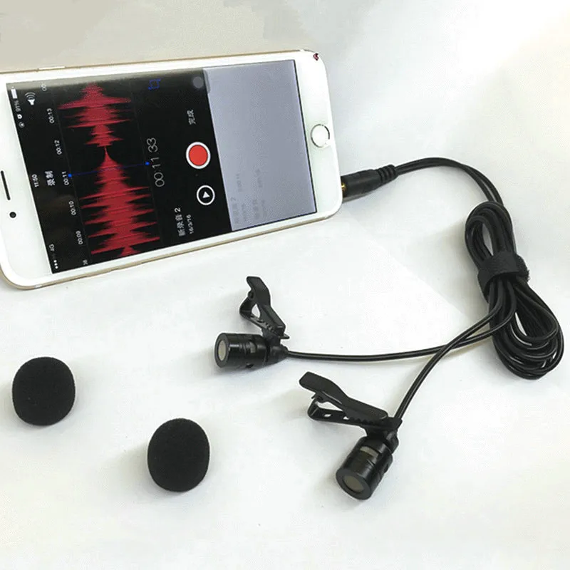 Professional Lapel Mobile Phone Microphone with Two Recording Microfone Condensador for iPhone Samsung etc Phone Selfie Stick
Professional Lapel Mobile Phone Microphone with Two Recording Microfone Condensador for iPhone Samsung etc Phone Selfie Stick