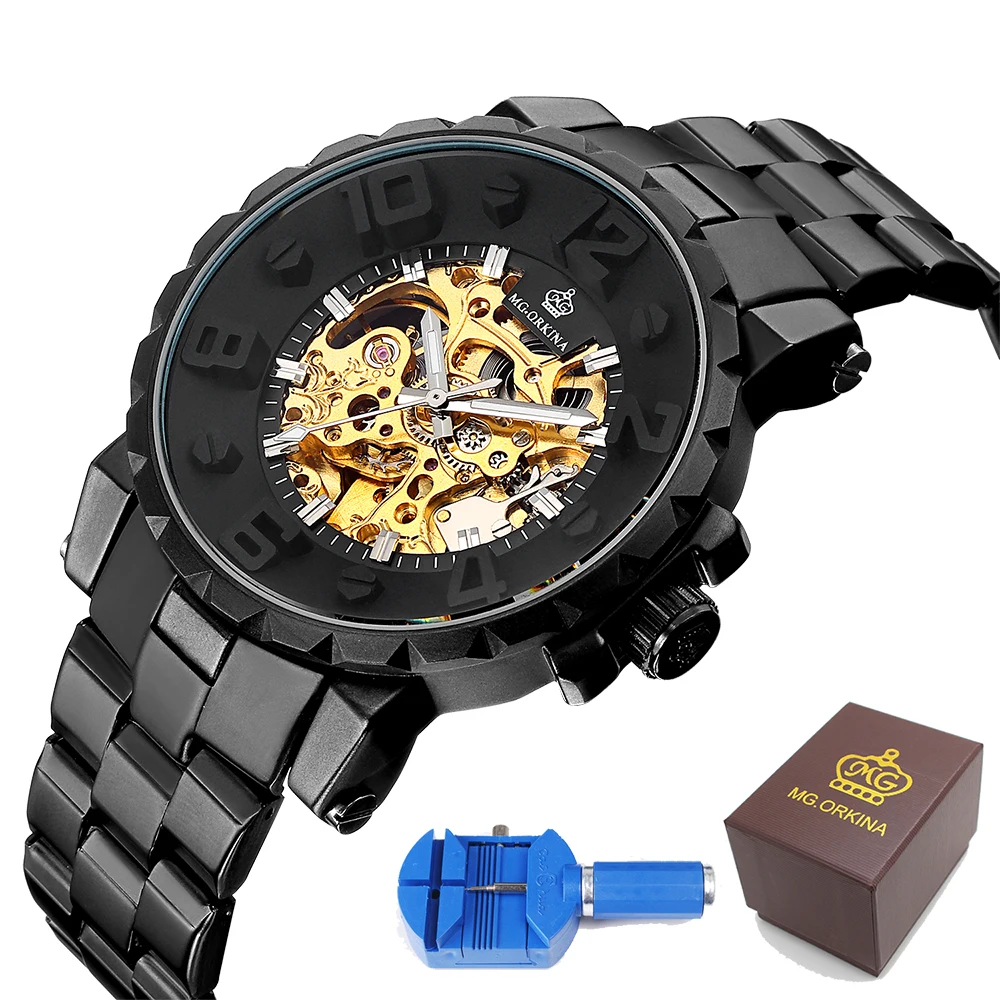MG ORKINA Male Clock Skeleton Automatic Mechanical Wristwatch Stainless Steel Band Mens Watches + Gift Box
MG ORKINA Male Clock Skeleton Automatic Mechanical Wristwatch Stainless Steel Band Mens Watches + Gift Box