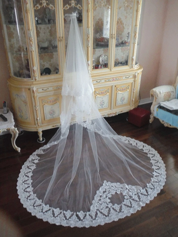 Cathedral Wedding Veil 2020 New Arrival Lace Appliques Long Mantilla Wedding Veil Custom Made Wedding Accessories
Cathedral Wedding Veil 2020 New Arrival Lace Appliques Long Mantilla Wedding Veil Custom Made Wedding Accessories