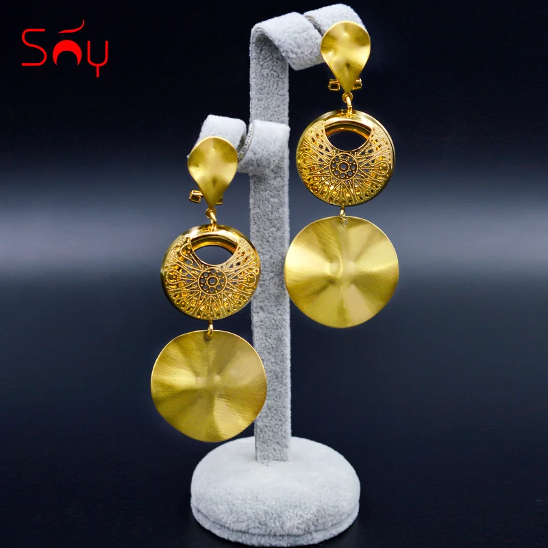 Sunny Jewelry Long Drop Dangle Earrings Women's High Quality Round Hollow Out Fashion Jewelry 2021 For Wedding Party Daily Gift 
Sunny Jewelry Long Drop Dangle Earrings Women's High Quality Round Hollow Out Fashion Jewelry 2021 For Wedding Party Daily Gift