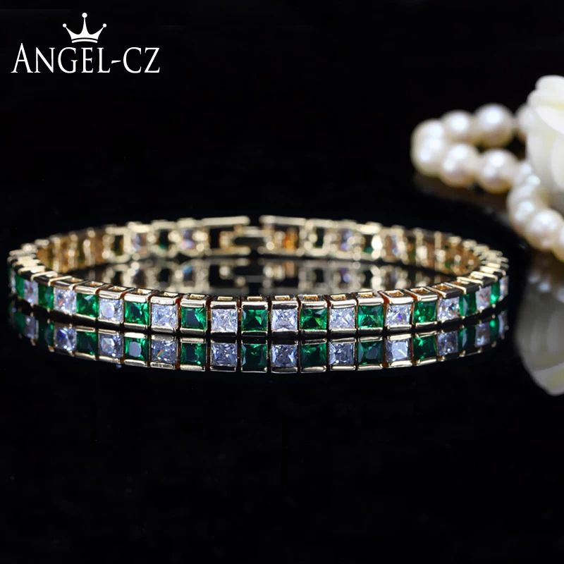 ANGELCZ Classic Square Simulated Emerald Stones Gold Color Simple Tennis Bracelet For Women Green Cubic Zirconia Jewellery AB036
ANGELCZ Classic Square Simulated Emerald Stones Gold Color Simple Tennis Bracelet For Women Green Cubic Zirconia Jewellery AB036