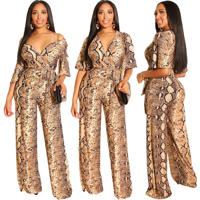 Sexy Snake Print Strapless Night Party Club Jumpsuit Women Summer Casual Deep V Neck Short Sleeve Rompers Female Overalls Outfit
Sexy Snake Print Strapless Night Party Club Jumpsuit Women Summer Casual Deep V Neck Short Sleeve Rompers Female Overalls Outfit