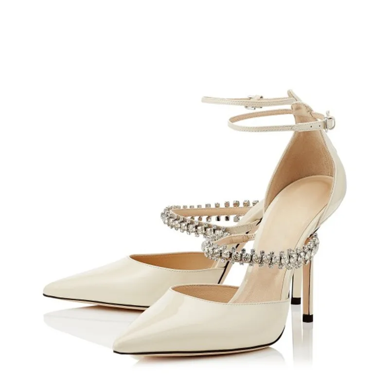 Woman Elegant Wedding Rhinestone Ankle Strap Pumps Sexy Pointed Toe Stiletto High Heel Straps Pumps Crystal Spring Autumn Shoes 
Woman Elegant Wedding Rhinestone Ankle Strap Pumps Sexy Pointed Toe Stiletto High Heel Straps Pumps Crystal Spring Autumn Shoes