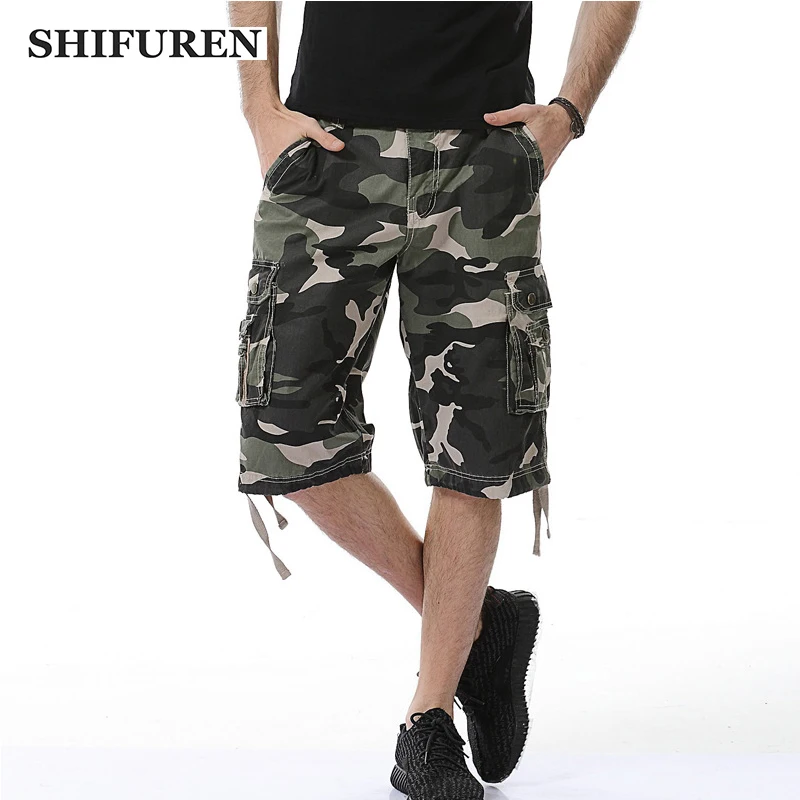 SHIFUREN Camo Baggy Cargo Shorts Men Knee Length Camouflage Multi-pocket Shorts For Men Loose Fit 100% Cotton Big Size 29-38
SHIFUREN Camo Baggy Cargo Shorts Men Knee Length Camouflage Multi-pocket Shorts For Men Loose Fit 100% Cotton Big Size 29-38