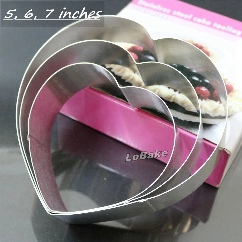 (3pcs/set) Newest 5 6 7 inches heart shape 304 stainless steel mousse cake ring tiramisu mold birthday wedding party bakeware
(3pcs/set) Newest 5 6 7 inches heart shape 304 stainless steel mousse cake ring tiramisu mold birthday wedding party bakeware