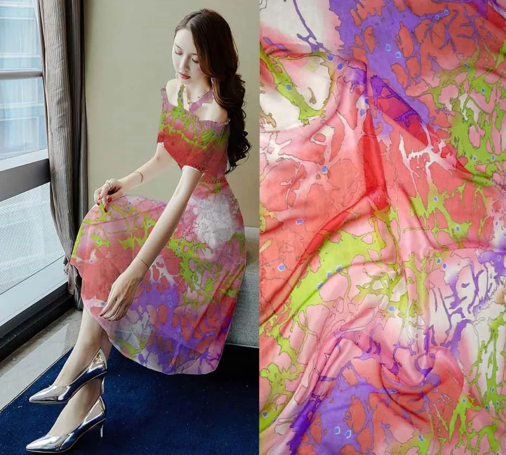 Telas New Pink White Flowers Printing Chiffon Fabric For Sewing Woven Material For Curtain Textile Tulle Dress 100% Silk Fabric
Telas New Pink White Flowers Printing Chiffon Fabric For Sewing Woven Material For Curtain Textile Tulle Dress 100% Silk Fabric