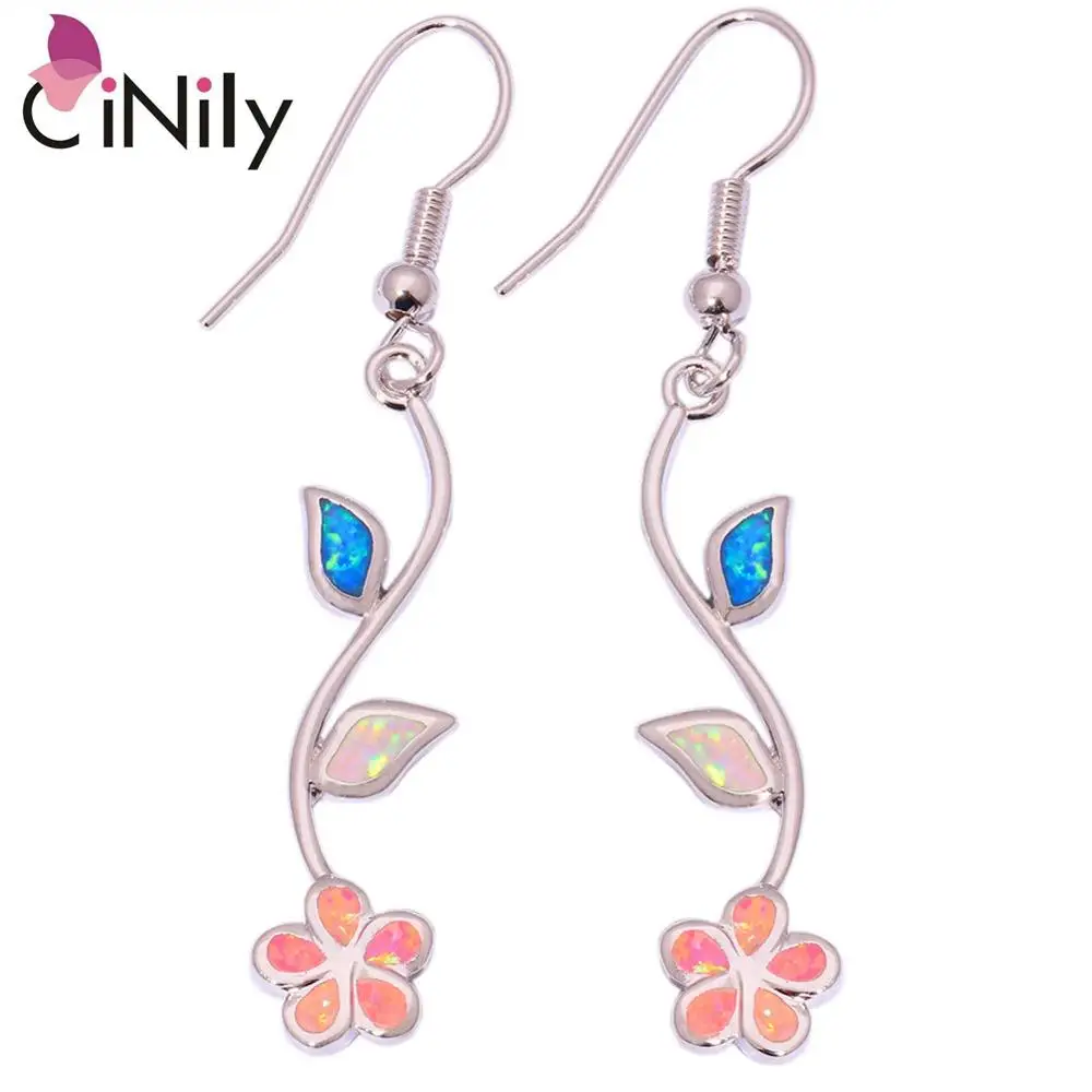 CiNily Created White Blue Pink Fire Opal Silver Plated Earrings Wholesale Flower for Women Jewelry Dangle Earrings 2" OH3416
CiNily Created White Blue Pink Fire Opal Silver Plated Earrings Wholesale Flower for Women Jewelry Dangle Earrings 2" OH3416