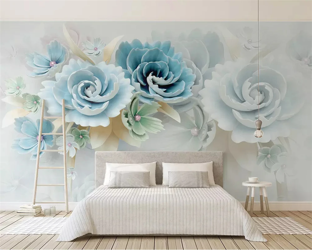 beibehang Customized modern beautiful new 3d embossed flowers blue fresh TV background wall papers home decor wallpaper
beibehang Customized modern beautiful new 3d embossed flowers blue fresh TV background wall papers home decor wallpaper