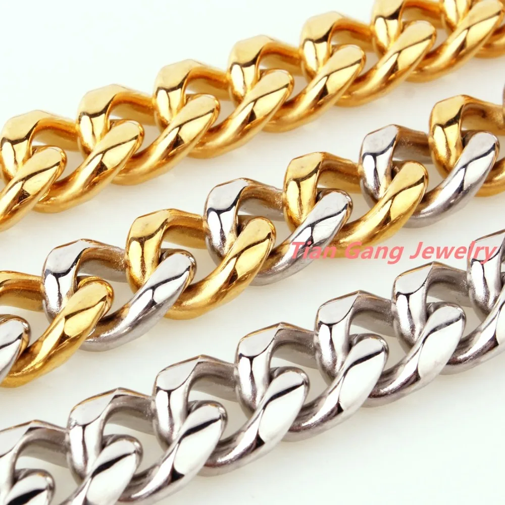 15mm Wide Men's Silver Tone/Gold Tone Curb Cuban Link Chain Neckalce 16"-40" with Lobster Claps
15mm Wide Men's Silver Tone/Gold Tone Curb Cuban Link Chain Neckalce 16"-40" with Lobster Claps