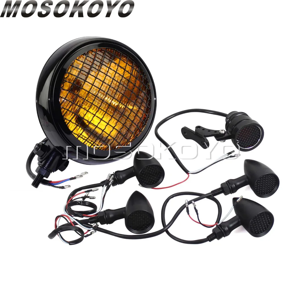 Cafe Racer Amber 5.75" Mesh Grille Headlight Scrambler Vintage Taillight M10 Turn Signal Light Blinker Universal
Cafe Racer Amber 5.75" Mesh Grille Headlight Scrambler Vintage Taillight M10 Turn Signal Light Blinker Universal
