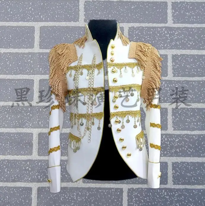Tassel Pendant Men Suits Designs Masculino Homme Terno Stage Costumes For Singers Men Sequin Blazer Dance Clothes Jacket White
Tassel Pendant Men Suits Designs Masculino Homme Terno Stage Costumes For Singers Men Sequin Blazer Dance Clothes Jacket White