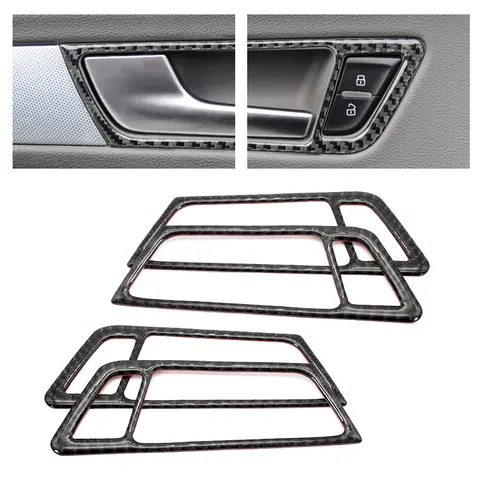 Dla Audi Q5 2009 2010 2011 2012 2013 2014 2015 2016 2017 wewnętrzny uchwyt klamki samochodu z włókna węglowego dopasowane obramowanie ramki 4pcs