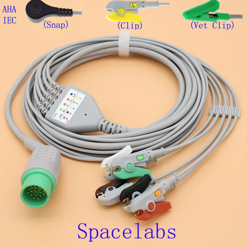 17P ECG EKG 5 leads cable and electrode leadwire for Spacelabs 90496/90369/90367 Ultraview and Mcare 300,with Animal ECG cable.
17P ECG EKG 5 leads cable and electrode leadwire for Spacelabs 90496/90369/90367 Ultraview and Mcare 300,with Animal ECG cable.