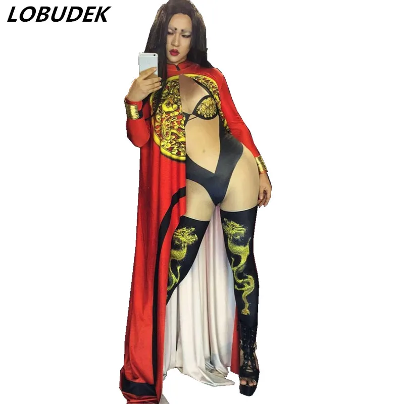 Vintage Printed Cloak Jumpsuit Women Singer Dancer Drag Queen Costume Holiday Party Rave Outfit Nightclub Performance Clothes
Vintage Printed Cloak Jumpsuit Women Singer Dancer Drag Queen Costume Holiday Party Rave Outfit Nightclub Performance Clothes