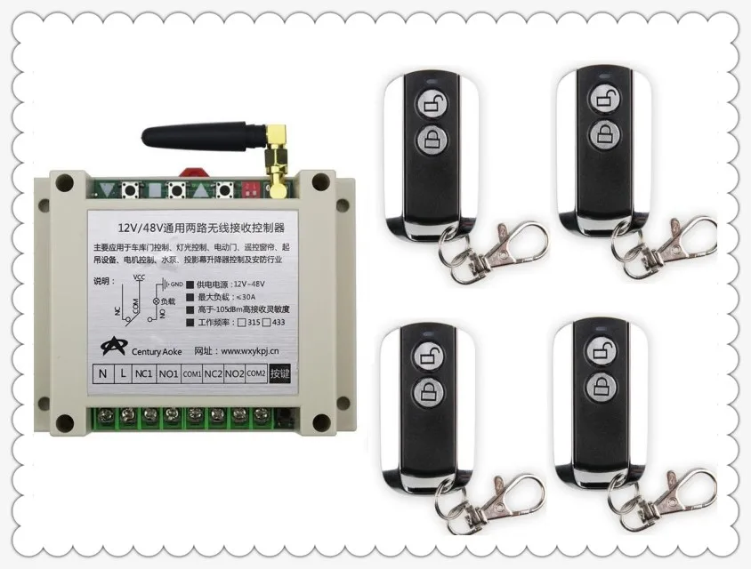 latest DC12V 24V 36V 48V 10A 2CH Wireless Remote Control Switch System 1pcs Receiver & 4pcs 2 Keys metal waterproof Remote
latest DC12V 24V 36V 48V 10A 2CH Wireless Remote Control Switch System 1pcs Receiver & 4pcs 2 Keys metal waterproof Remote