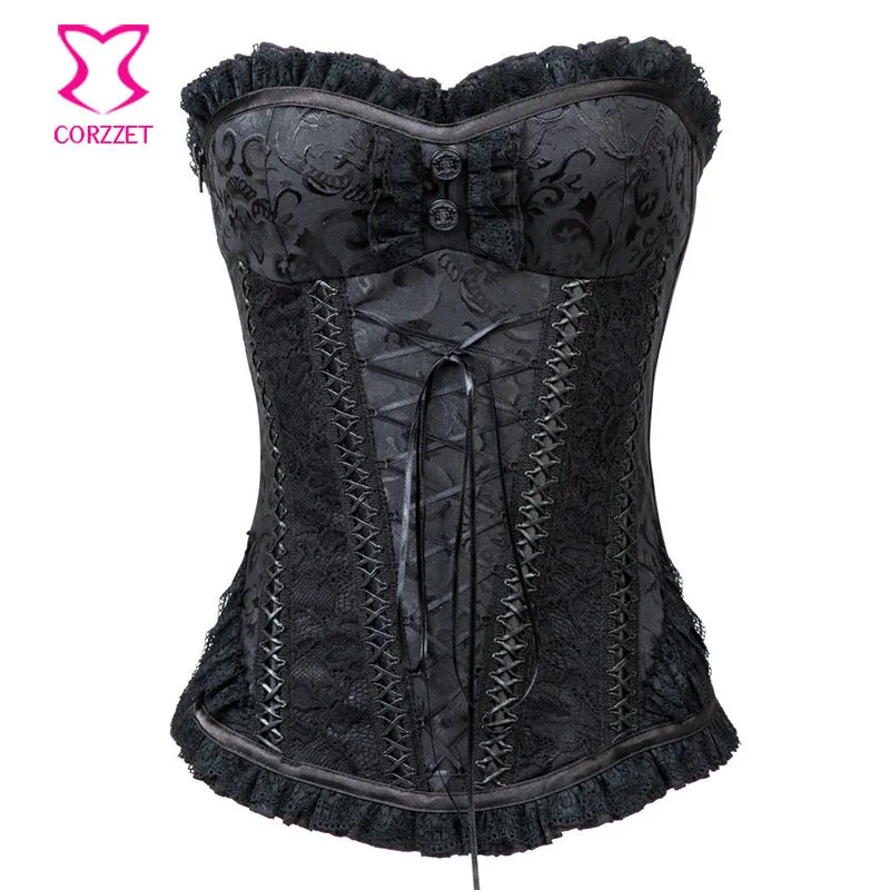 Black Brocade&Lace Zipper Steel Boned Sexy Corset Top Overbust Bustier Waist Trainer Corselet Gothic Corsets Korsett For Women
Black Brocade&Lace Zipper Steel Boned Sexy Corset Top Overbust Bustier Waist Trainer Corselet Gothic Corsets Korsett For Women
