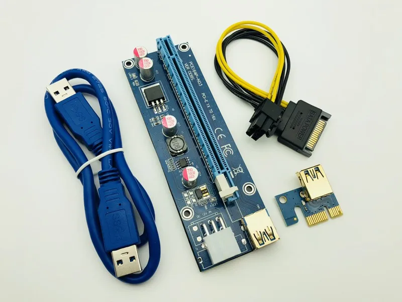 50PCS 009S Risers PCIe PCI-E PCI Express Riser Card 1X to16x USB 3.0 Data Cable 6 Pin SATA Power Supply for BTC Miner with 3 LED
50PCS 009S Risers PCIe PCI-E PCI Express Riser Card 1X to16x USB 3.0 Data Cable 6 Pin SATA Power Supply for BTC Miner with 3 LED