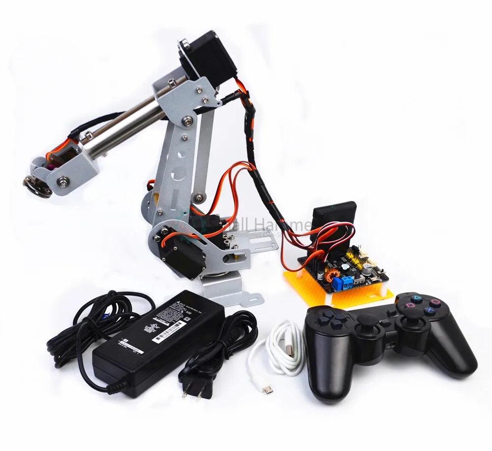 New version arduino remote control PS2 remote control stainless steel robotic arm six degrees of freedom 6DOF robot
New version arduino remote control PS2 remote control stainless steel robotic arm six degrees of freedom 6DOF robot