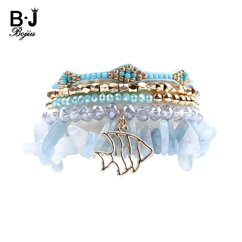 BOJIU 5 Pcs/Set Multilayer Beaded Charm Bracelets For Women Crystal Natural Stone Bracelet Sets New Gold Fish Bracelet BCSET103
BOJIU 5 Pcs/Set Multilayer Beaded Charm Bracelets For Women Crystal Natural Stone Bracelet Sets New Gold Fish Bracelet BCSET103