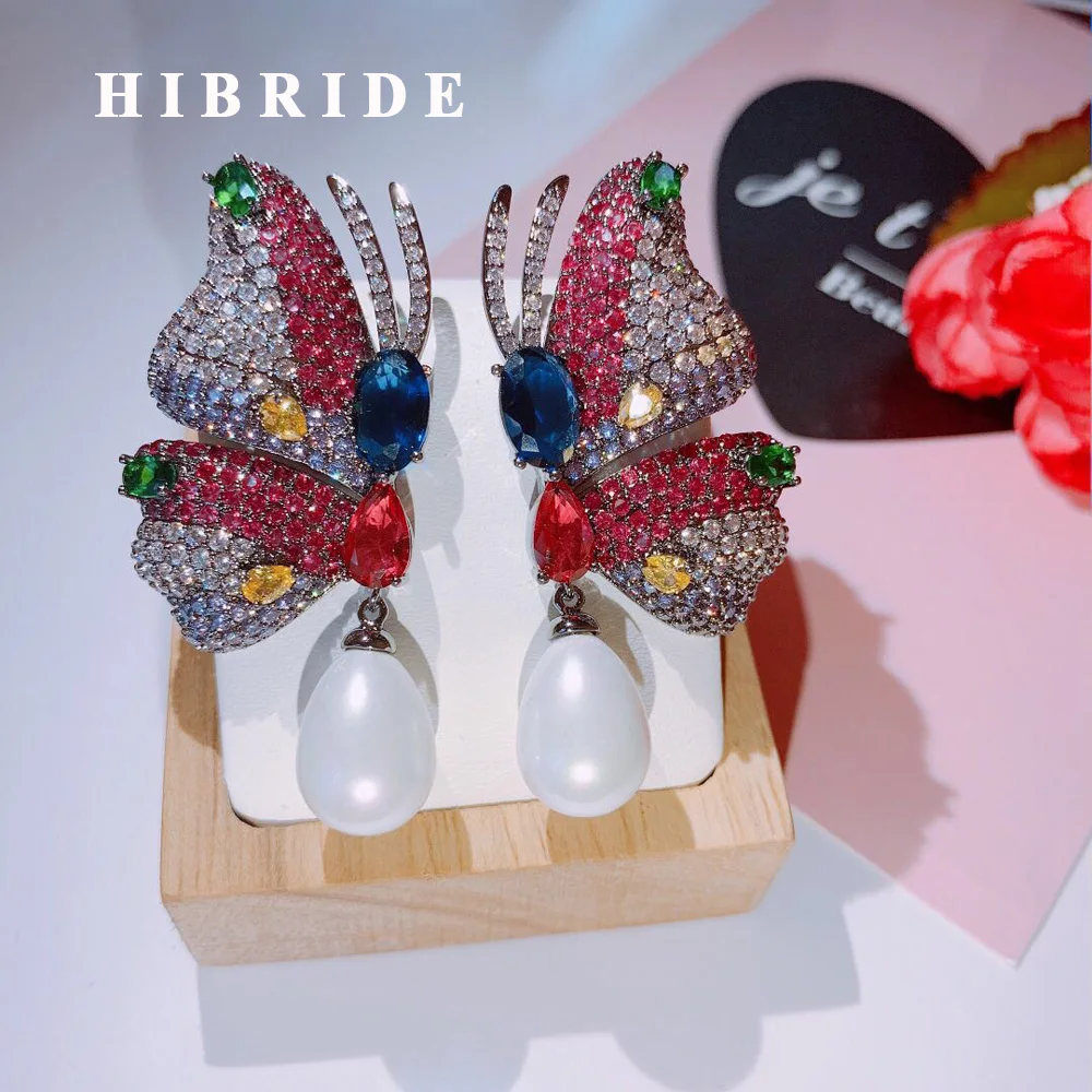 HIBRIDE Trendy Butterfly Shape AAA Cubic Zirconia Big Stud Earrings Long Pendant Wedding Party Asymmetric Fashion Jewelry E-551
HIBRIDE Trendy Butterfly Shape AAA Cubic Zirconia Big Stud Earrings Long Pendant Wedding Party Asymmetric Fashion Jewelry E-551