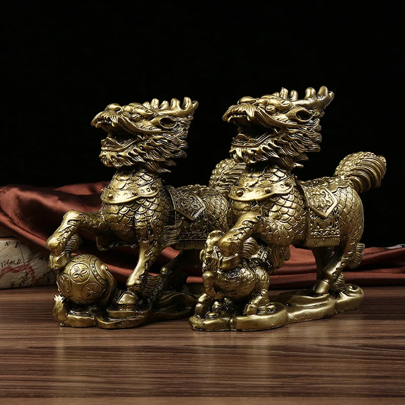 Resin Crafts Creative Home Feng Shui Bronze Unicorn Ornaments A Pair of Decorative Gifts Home Decoration Figurine
Resin Crafts Creative Home Feng Shui Bronze Unicorn Ornaments A Pair of Decorative Gifts Home Decoration Figurine