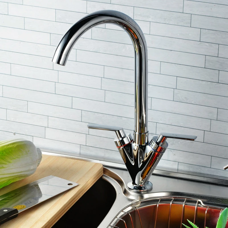 Dual Handle Brass Kitchen Sink Faucet Hot&Cold Water Mixer Tap Polished Chrome Brass Faucets For Kitchen Modern Deck Mount Taps
Dual Handle Brass Kitchen Sink Faucet Hot&Cold Water Mixer Tap Polished Chrome Brass Faucets For Kitchen Modern Deck Mount Taps