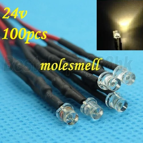 100pcs Flat Top warm white LED Lamp Light Set Pre-Wired 3mm 24V DC Wired 3mm 24v big/wide angle warm white led
100pcs Flat Top warm white LED Lamp Light Set Pre-Wired 3mm 24V DC Wired 3mm 24v big/wide angle warm white led