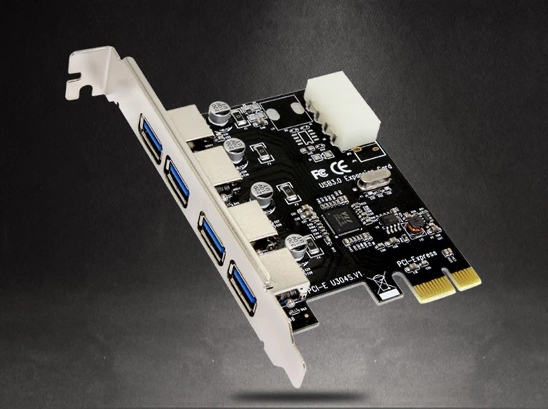 4 Port 5Gbps Superspeed USB3.0 PCI-E PCI Express Card Adapter 4Pin IDE Connector
4 Port 5Gbps Superspeed USB3.0 PCI-E PCI Express Card Adapter 4Pin IDE Connector