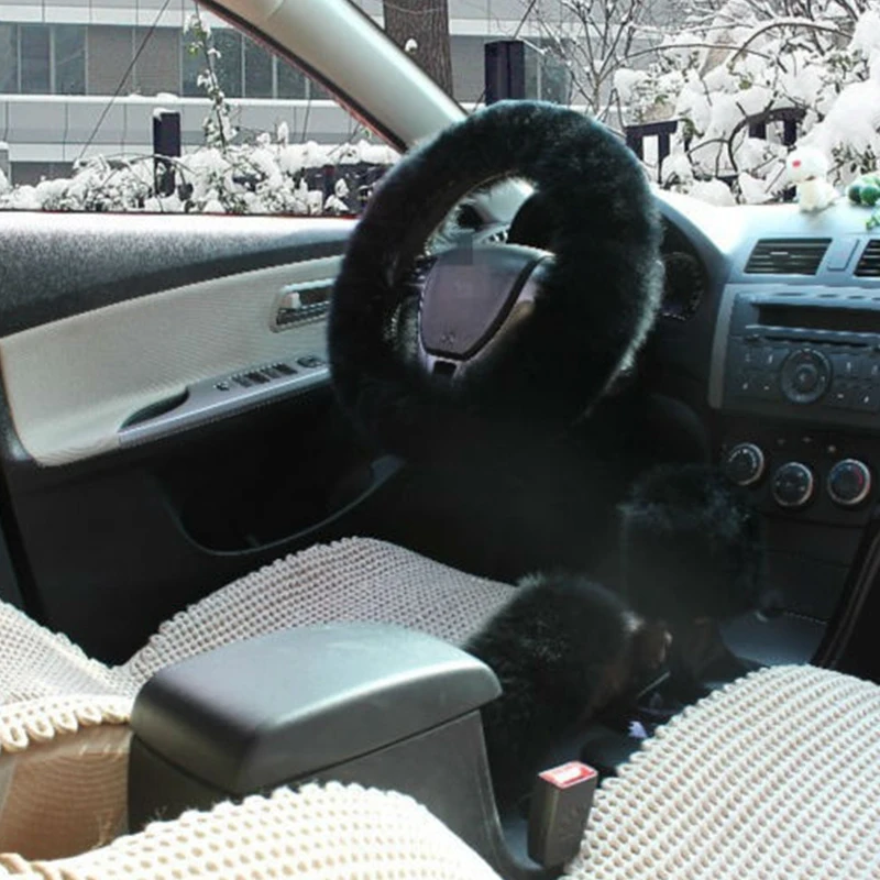 3PCS SET Autos Steering Wheel Cover Hand Brake Gear Knob Covers Black Wool Long Plush Fluffy
3PCS SET Autos Steering Wheel Cover Hand Brake Gear Knob Covers Black Wool Long Plush Fluffy