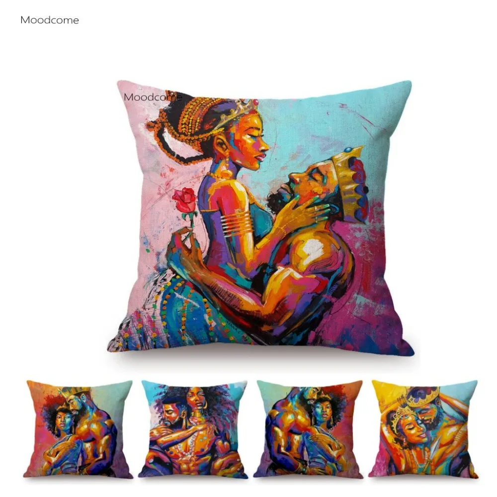 Black King And Queen Of Africa Sexy Oil Painting Young Couple Home Decorative Sofa Throw Pillow Case African Art Cushion Cover
Black King And Queen Of Africa Sexy Oil Painting Young Couple Home Decorative Sofa Throw Pillow Case African Art Cushion Cover