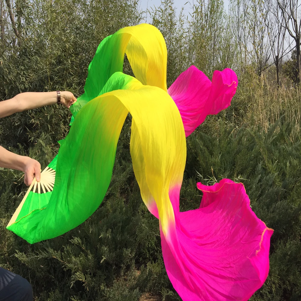 71" inch New 1pair (L+R) real silk belly dancing Fans Veil Green/Yellow/Fuchsia (1.8meter) profession silk dancing fan veils
71" inch New 1pair (L+R) real silk belly dancing Fans Veil Green/Yellow/Fuchsia (1.8meter) profession silk dancing fan veils