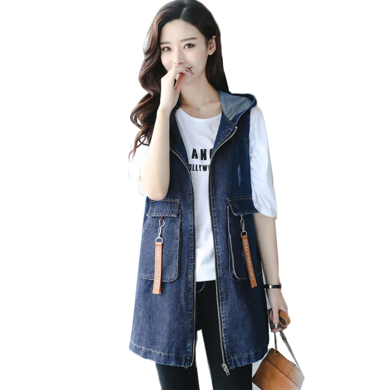 Embroidery Denim Vest Women Spring Autumn Clothes Loose Long Jeans Horse clips Women Fashion Hooded Denim Jacket AA777
Embroidery Denim Vest Women Spring Autumn Clothes Loose Long Jeans Horse clips Women Fashion Hooded Denim Jacket AA777
