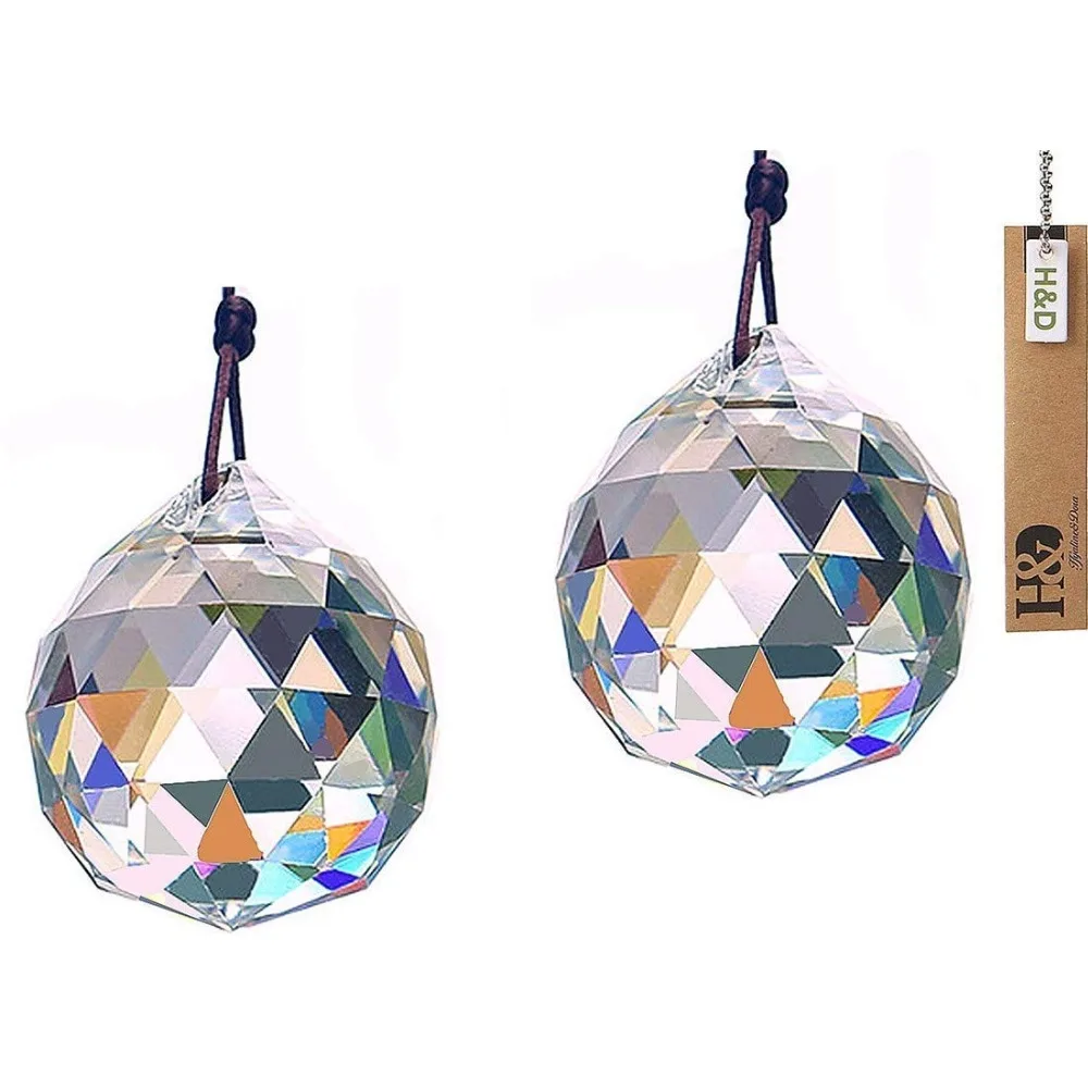 H&D 2pcs Suncatcher Prism Ball 50mm/2 inch - Hanging Crystal Ball Prism Faceted Chandelier Ball Rainbow Maker for Window/Decor
H&D 2pcs Suncatcher Prism Ball 50mm/2 inch - Hanging Crystal Ball Prism Faceted Chandelier Ball Rainbow Maker for Window/Decor